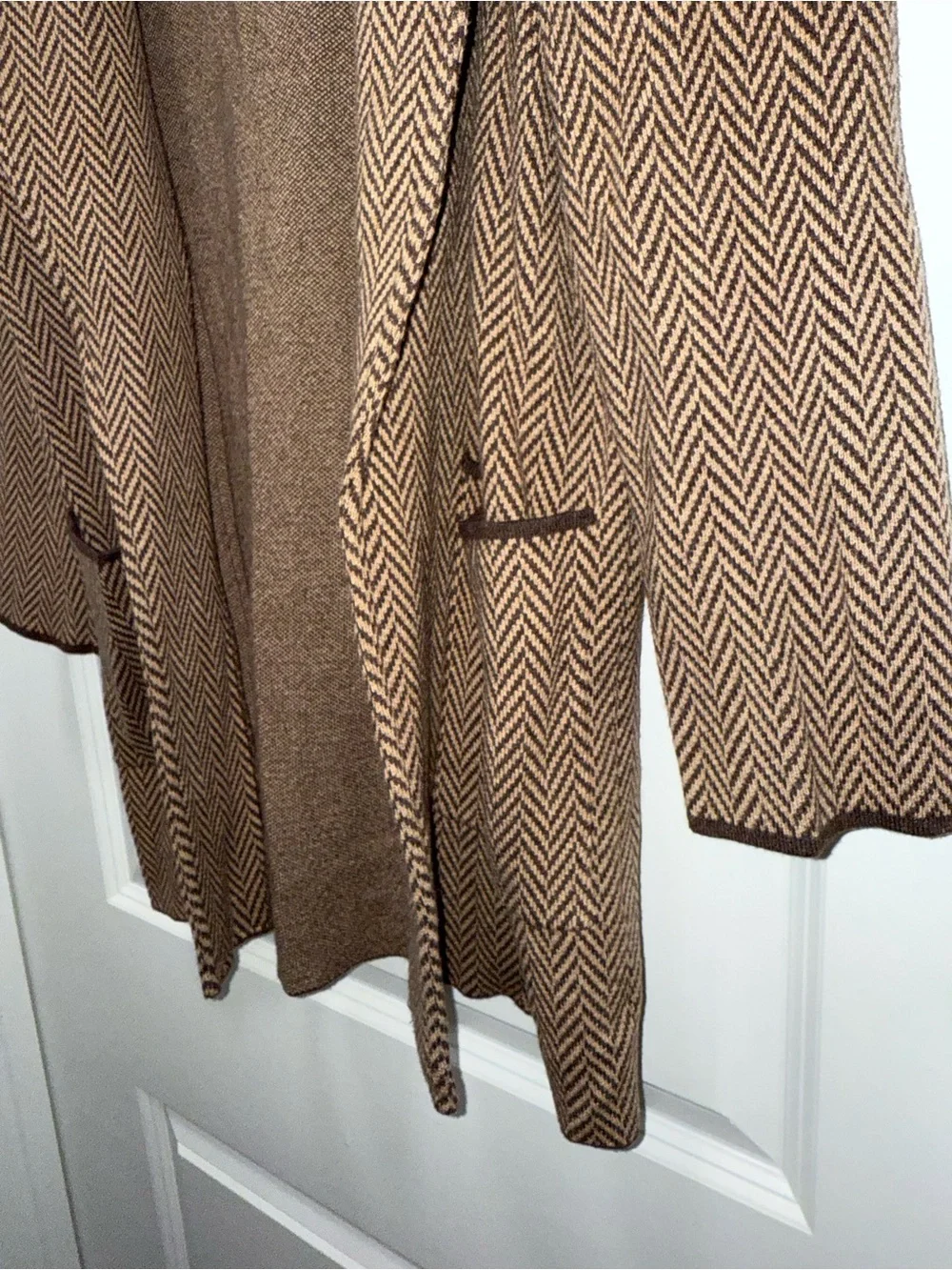 J.Crew Brown Herringbone Open Cardigan Coat